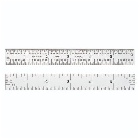 Starrett C604RE 6-inch satin chrome rule front view for durable, precise measurements