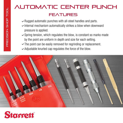 Center punch showing adjustable force cap for customizable marking depth.