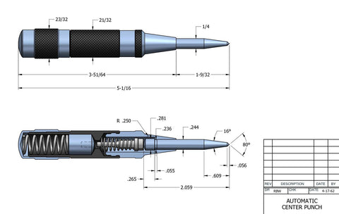 Starrett knurled-handle center punch emphasizes secure grip during marking tasks