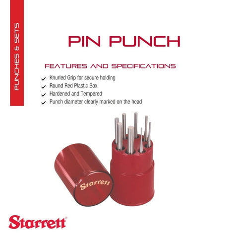 Starrett 1-16 inch drive pin punch clearly marked for quick size reference and precision.