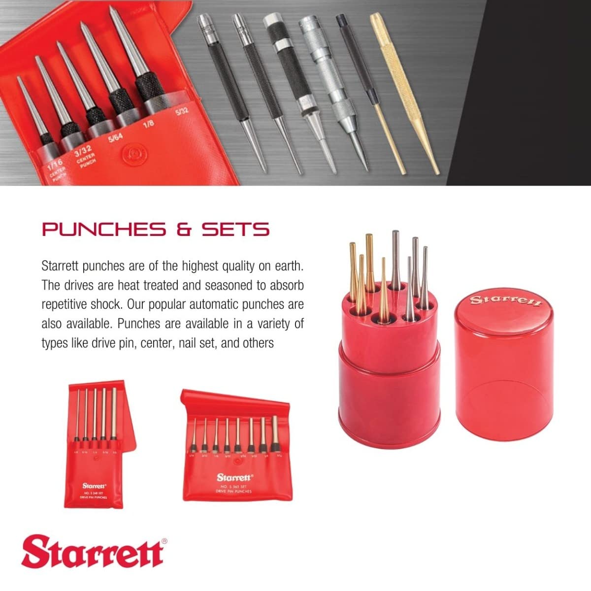 Starrett 3-32 inch drive pin punch with hardened steel for durable pin work.