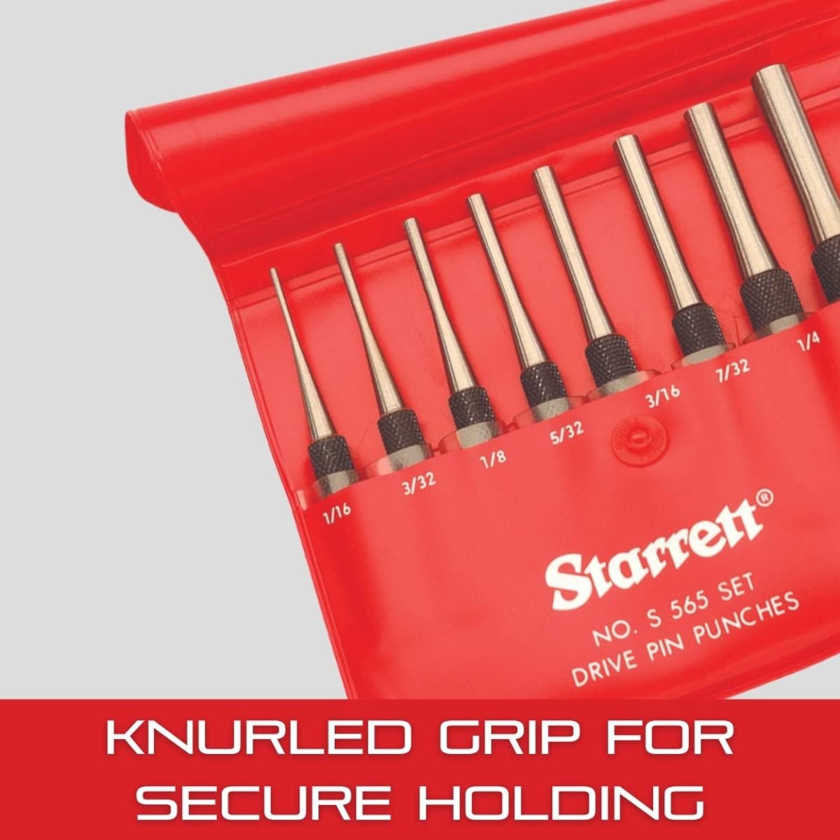 Starrett 5-32 inch drive pin punch designed to resist slipping during use.