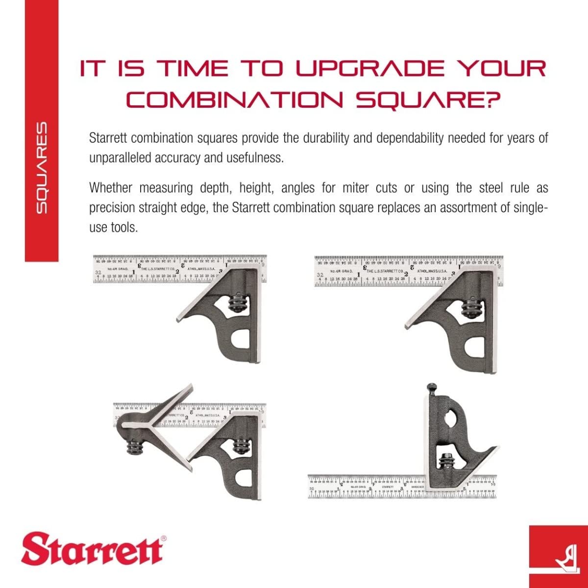 Starrett hardened steel blade closeup showing wear resistance and lasting accuracy.