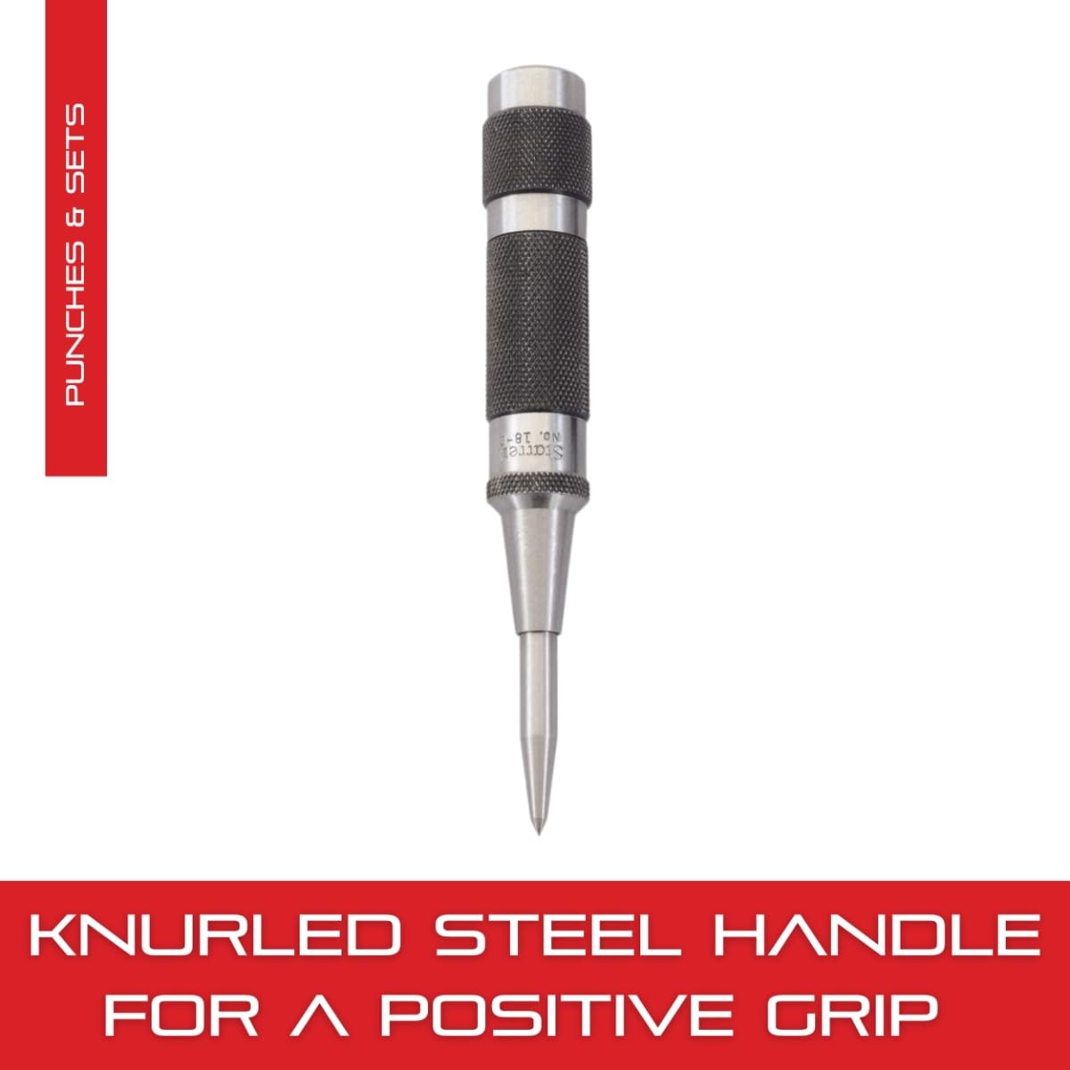 Starrett heavy-duty steel construction center punch resists corrosion in workshops