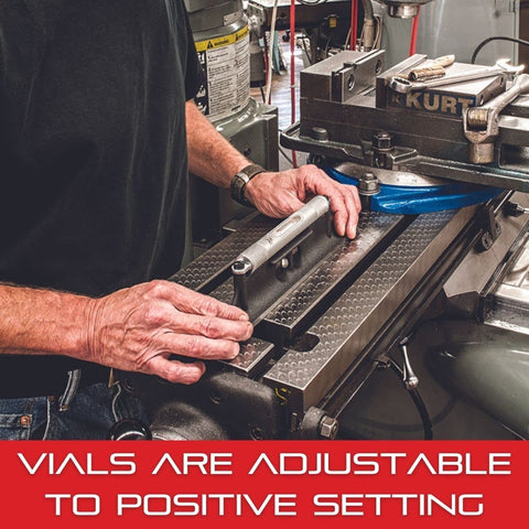 Starrett machinists level adjustable knob on the side for quick leveling adjustments.