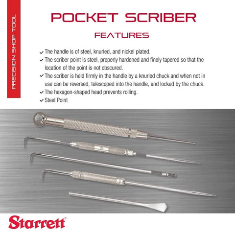 Starrett Pocket Scriber showing knurled chuck for secure marking control.