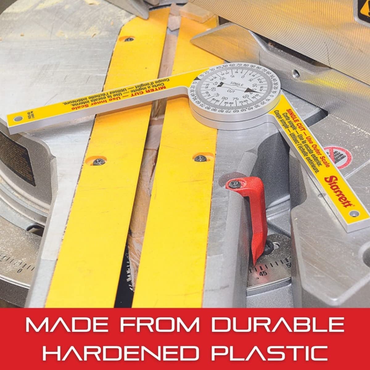 Starrett ProSite miter cut transfer reads angles directly to the saw for miter joints.