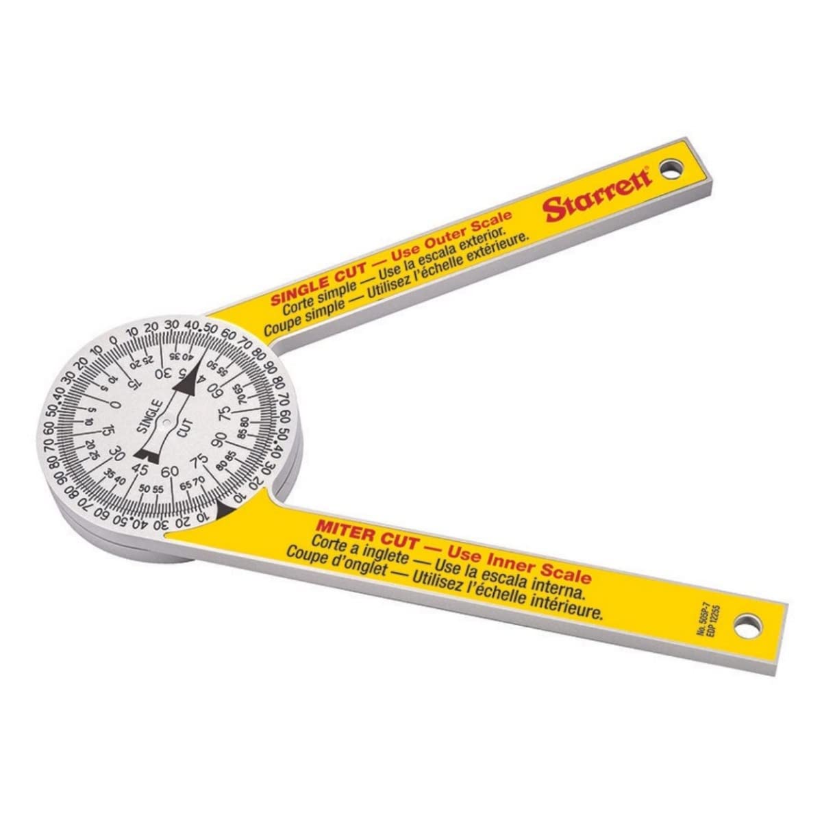 Starrett ProSite Miter Protractor 7-inch with dual laser scales for precise angle transfer.
