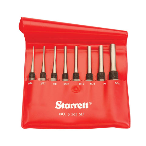 Starrett S565PC drive pin punch set in case for organized storage.