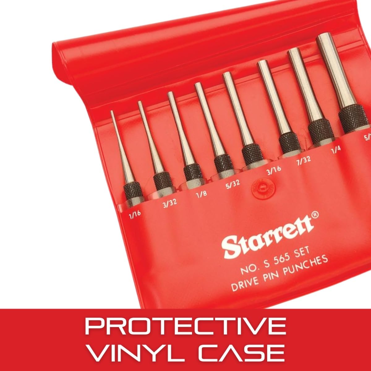 Starrett S565PC 1/8-inch punch driving pin with precise alignment.