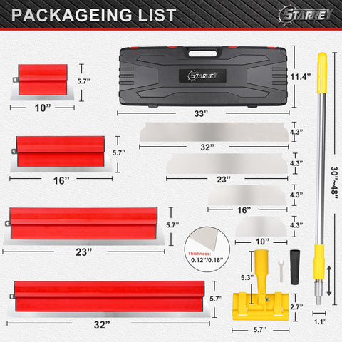 STARREY 16-inch skimming blade for smooth wall surfaces and feathered seams