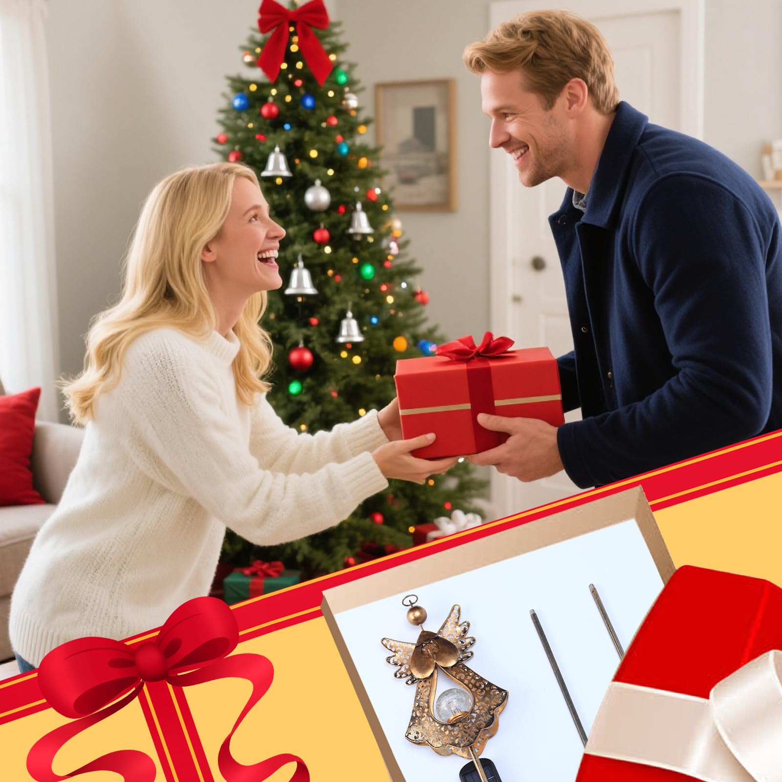 Starryfill angel light adjusts from 40.5 to 28.5 inches for flexible placement.