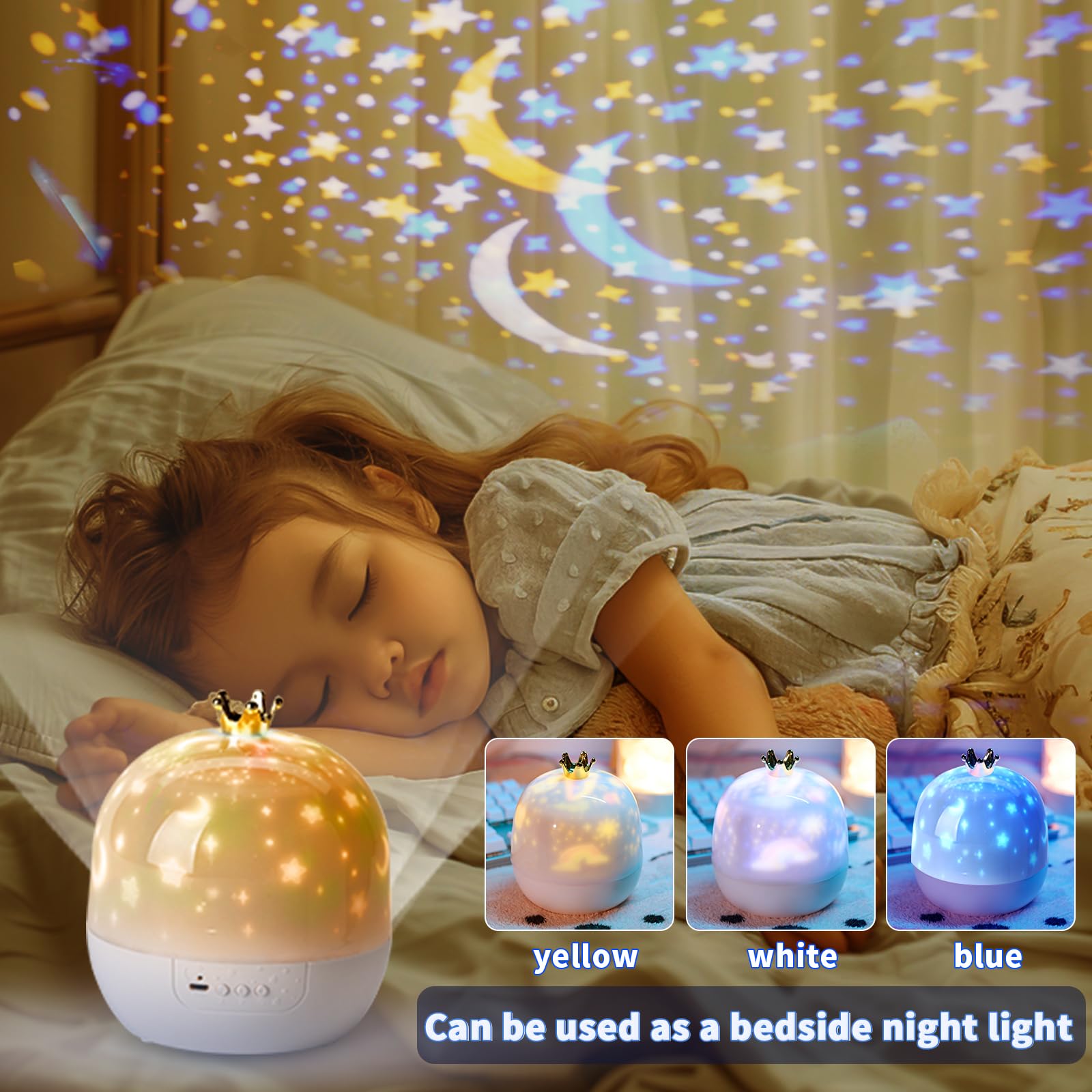 STARS LAMP jellyfish films create gentle, colorful scenes for nighttime comfort.