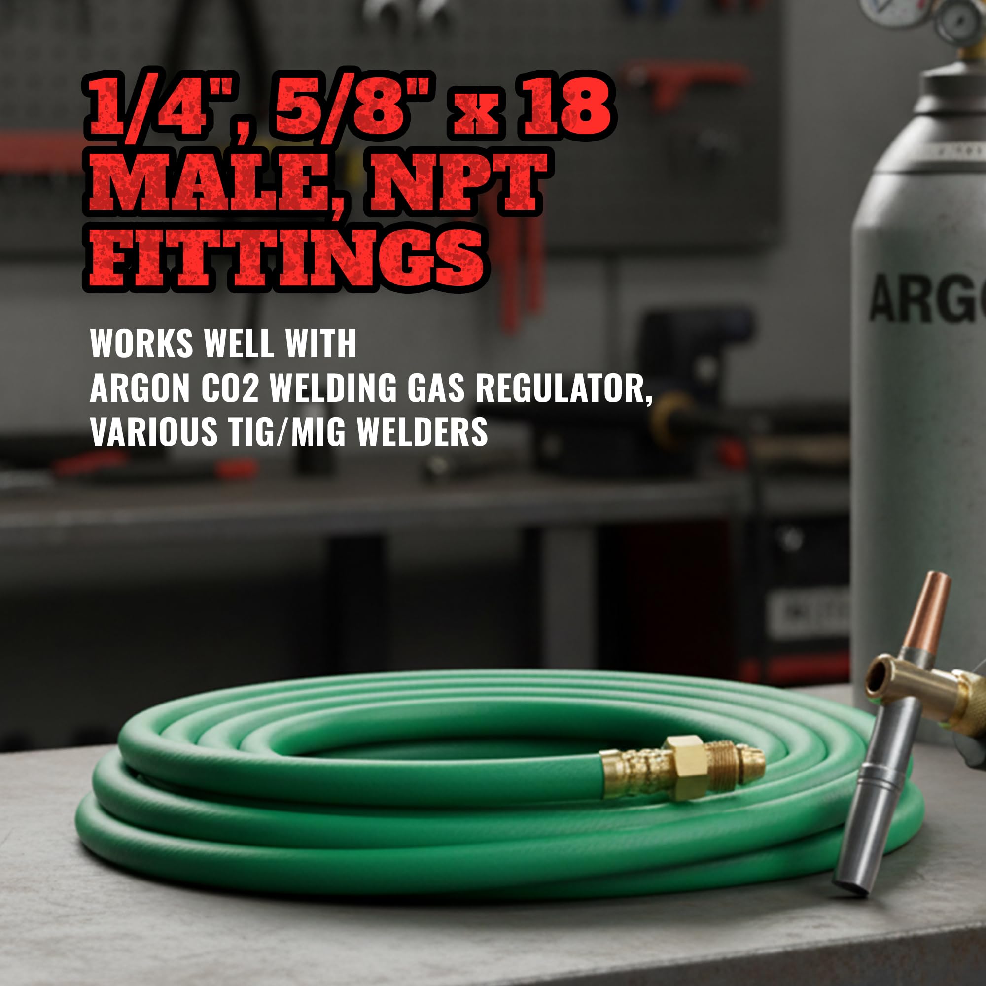 STARTECHWELD 5/8-18UNF brass male ends with smooth threads for TIG/MIG regulators.