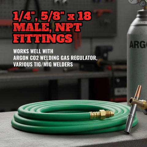 STARTECHWELD 5/8-18UNF brass male ends with smooth threads for TIG/MIG regulators.