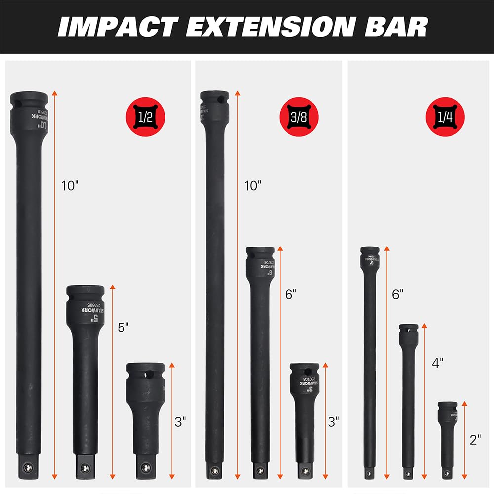 STARWORK shallow sockets enable quick engagement in shallow fasteners.