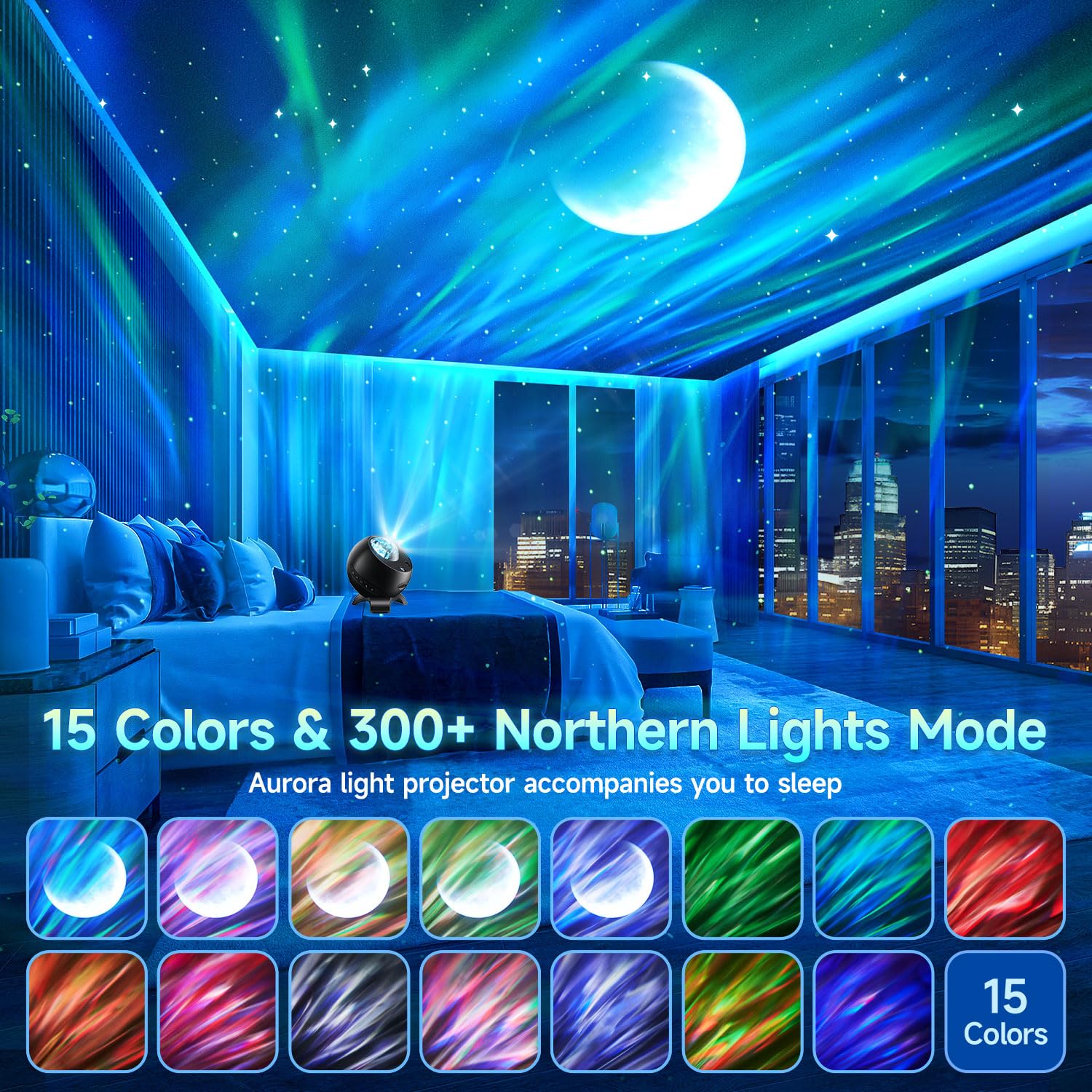 Staryou projection with 5 films, stars, and moons for magical night sky scenes