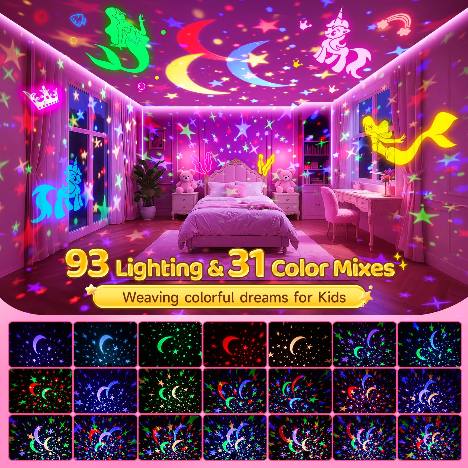 STARYOU night light offers 31 colors for a cozy sleep or play ambiance