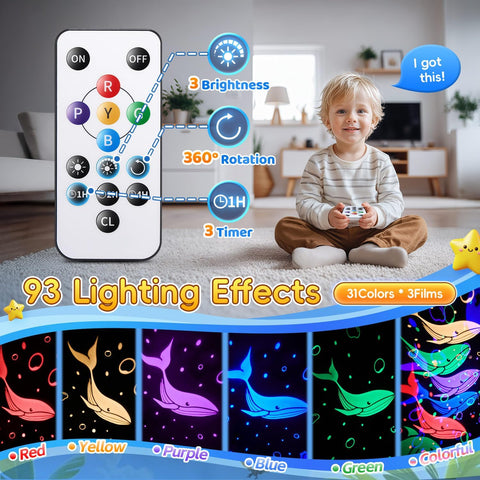 Staryou night light projector includes remote control for easy setup