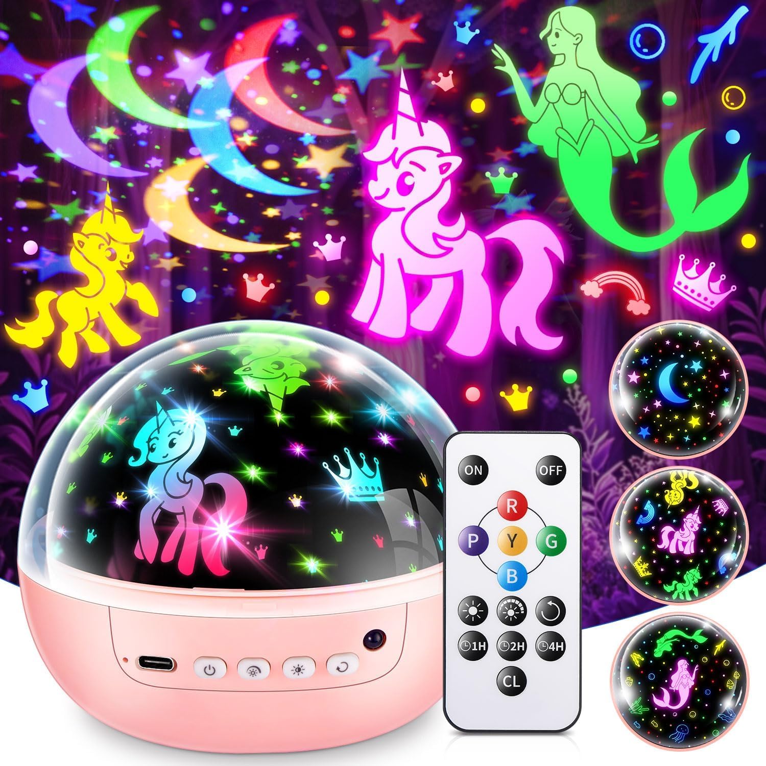 STARYOU night light unicorn rotation projects a magical ceiling display for bedtime