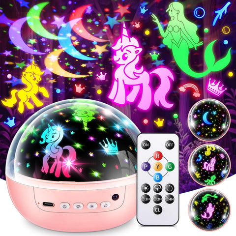 STARYOU night light unicorn rotation projects a magical ceiling display for bedtime