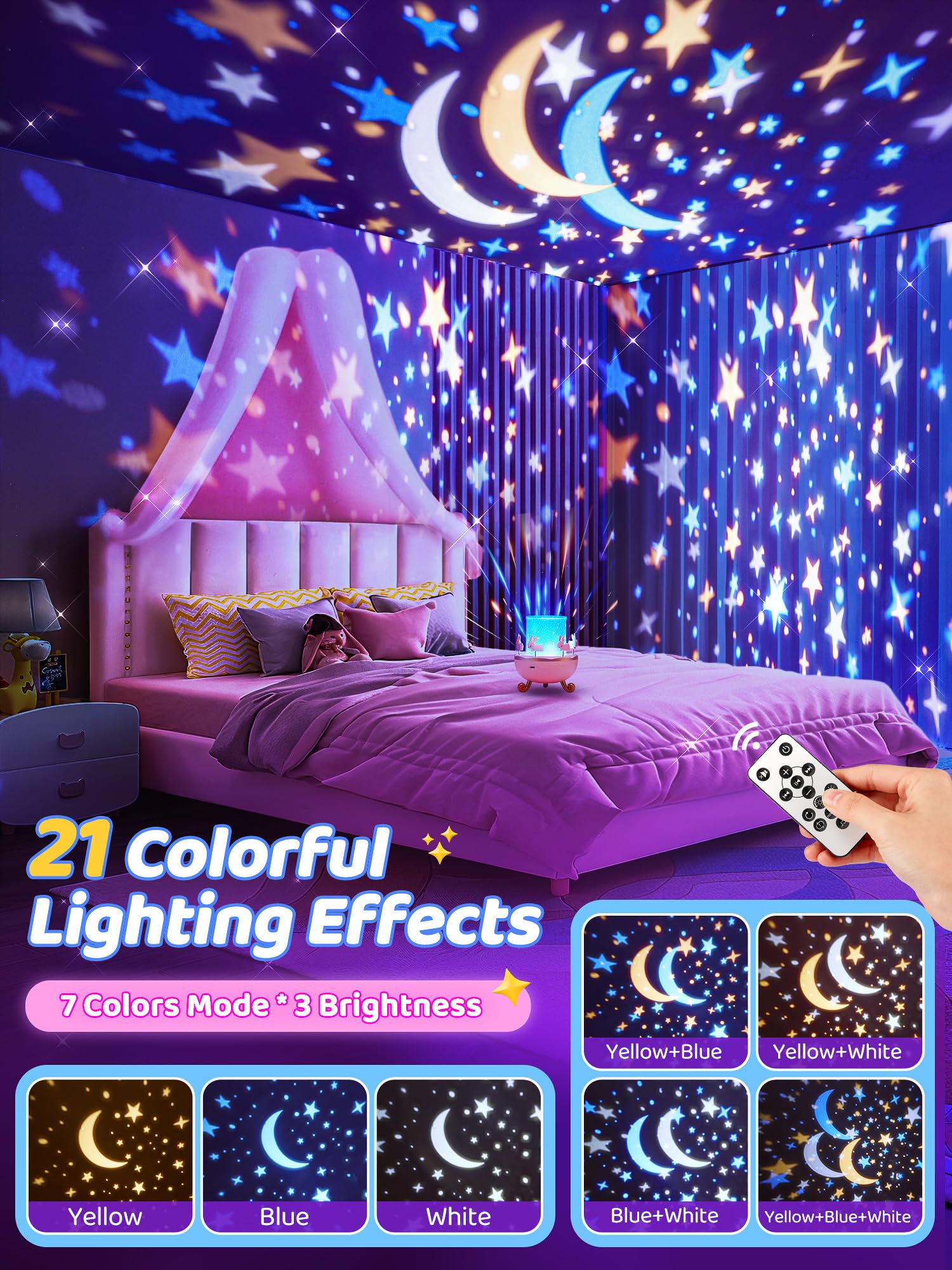 Staryou star projector with 15 films to spark imagination at bedtime.