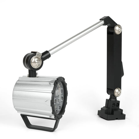 StaStrStu articulating LED work light mounted on wood lathe setup for accurate illumination