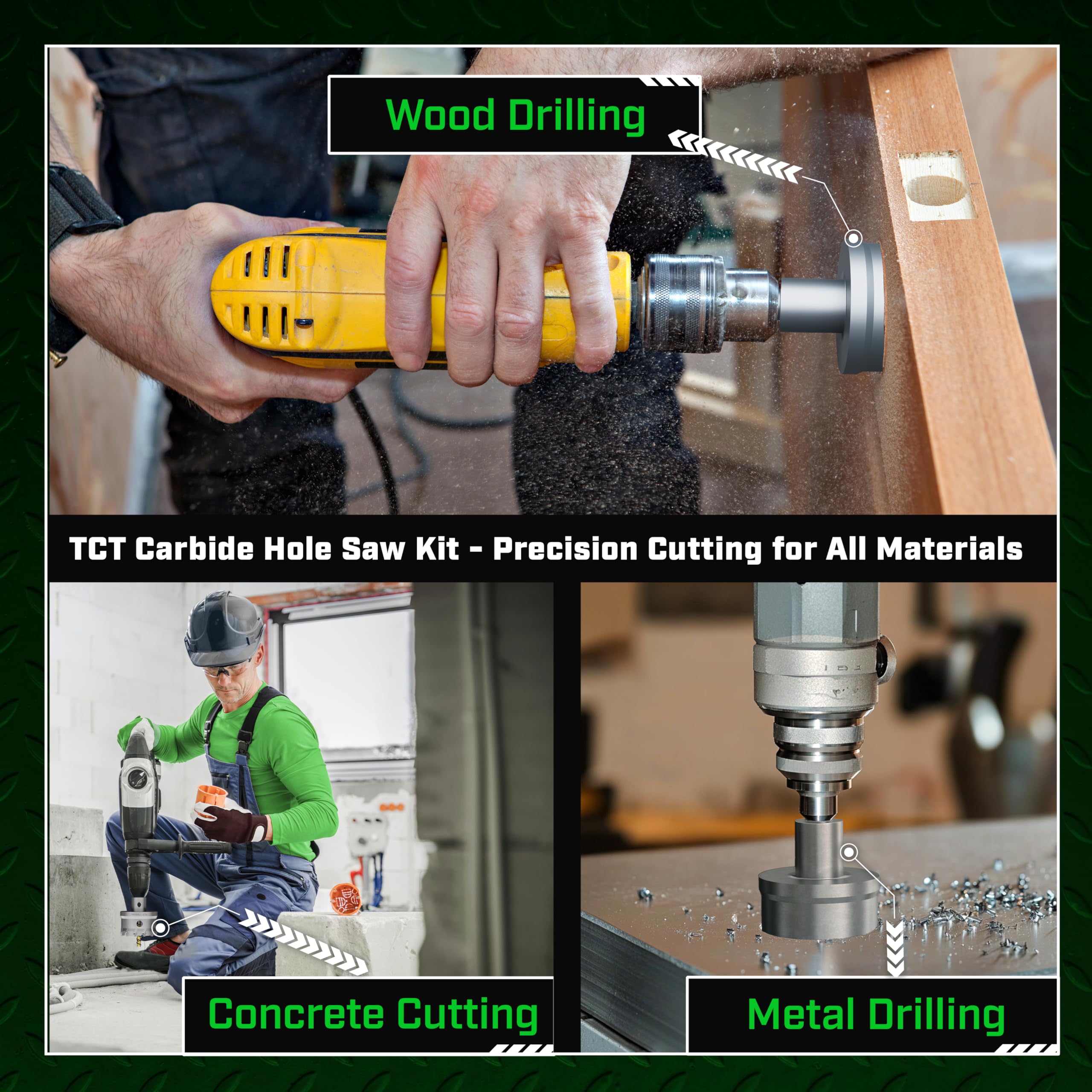 Staten Tools Tungsten Carbide Hole Saw Kit 1-3/4 inch size expands options.