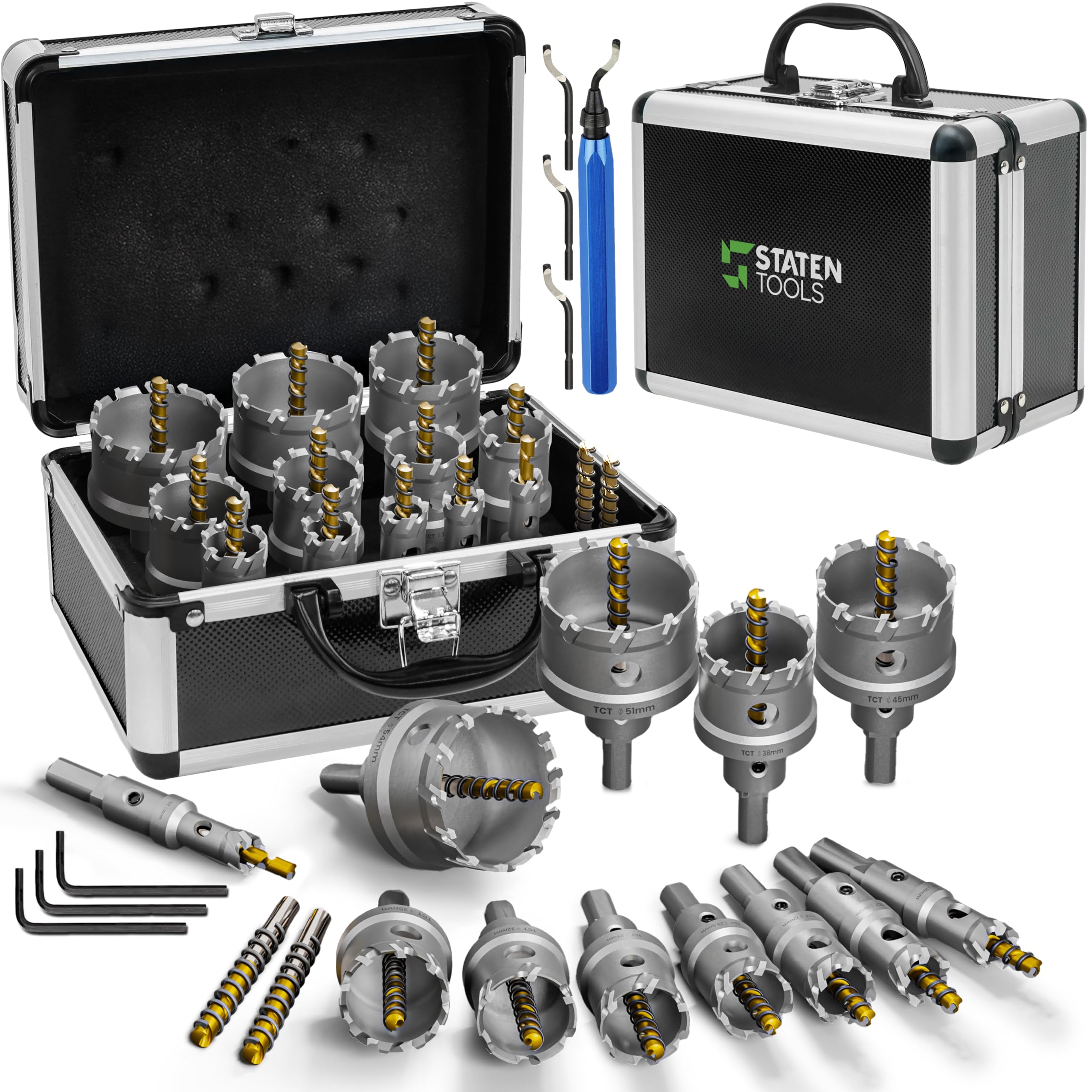 Staten Tools Tungsten Carbide Hole Saw Kit 3/4 inch size for small metal holes.