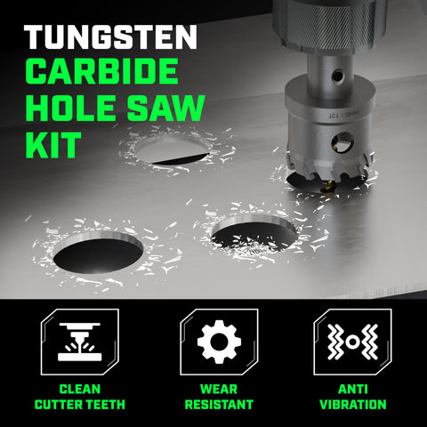 Staten Tools Tungsten Carbide Hole Saw Kit inner blade provides precise edge starts.