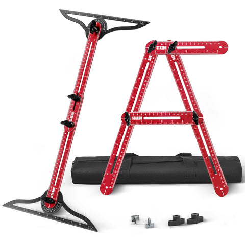 STAXON stair tread template tool with extendable connector for precise stair measurements