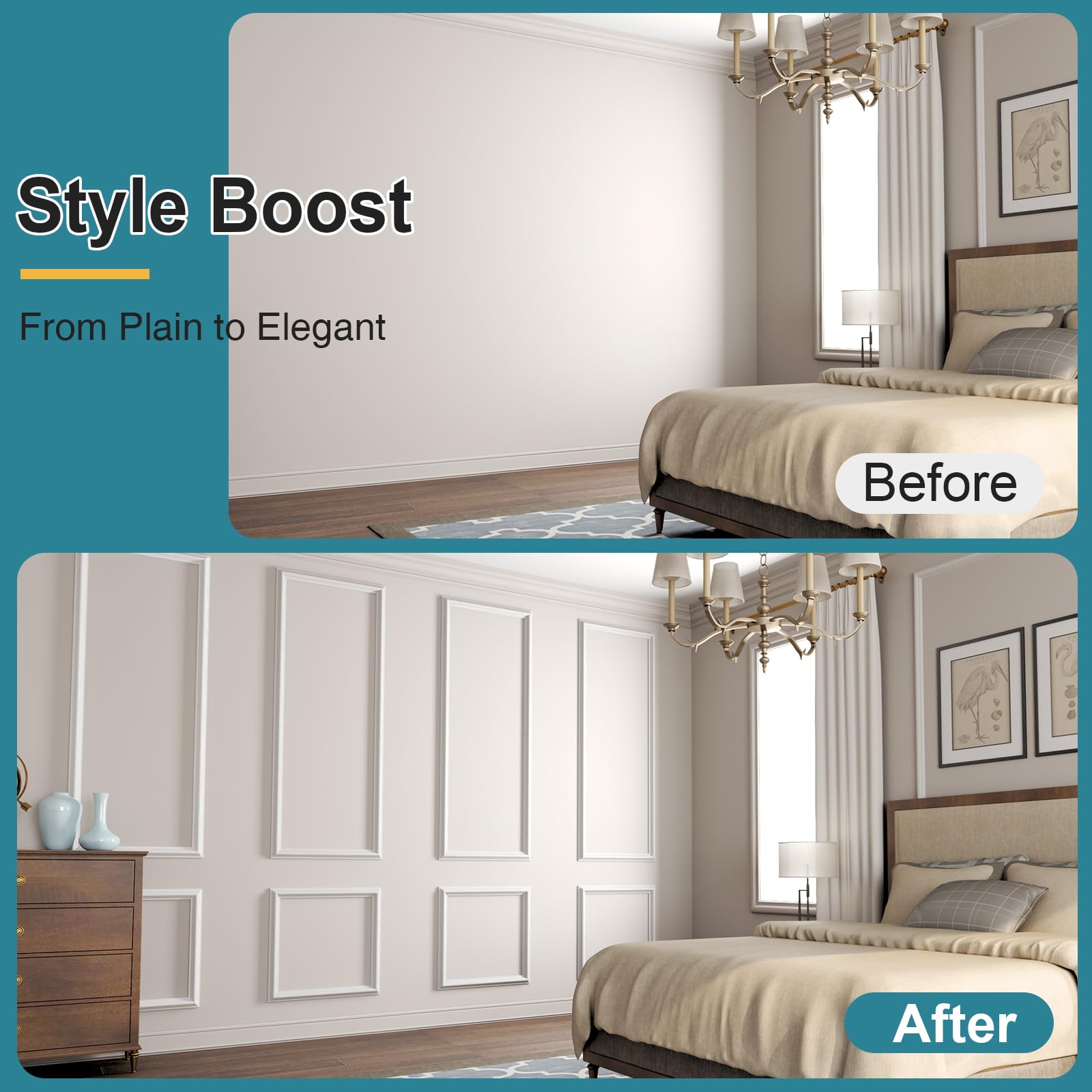 Staycalis Home precut molding kit kitchen island décor ideas for stylish borders.
