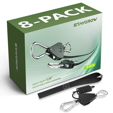 STAYGROW 8-pack ratchet straps securely hold gear and equipment.