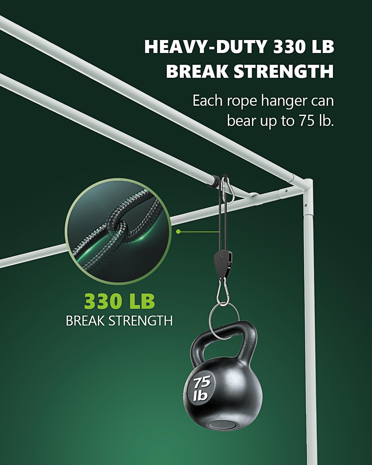STAYGROW galvanized iron hooks keep attachments sturdy and reliable.