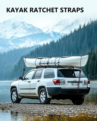 Versatile cargo straps suitable for kayaks, camping gear, and other loads.