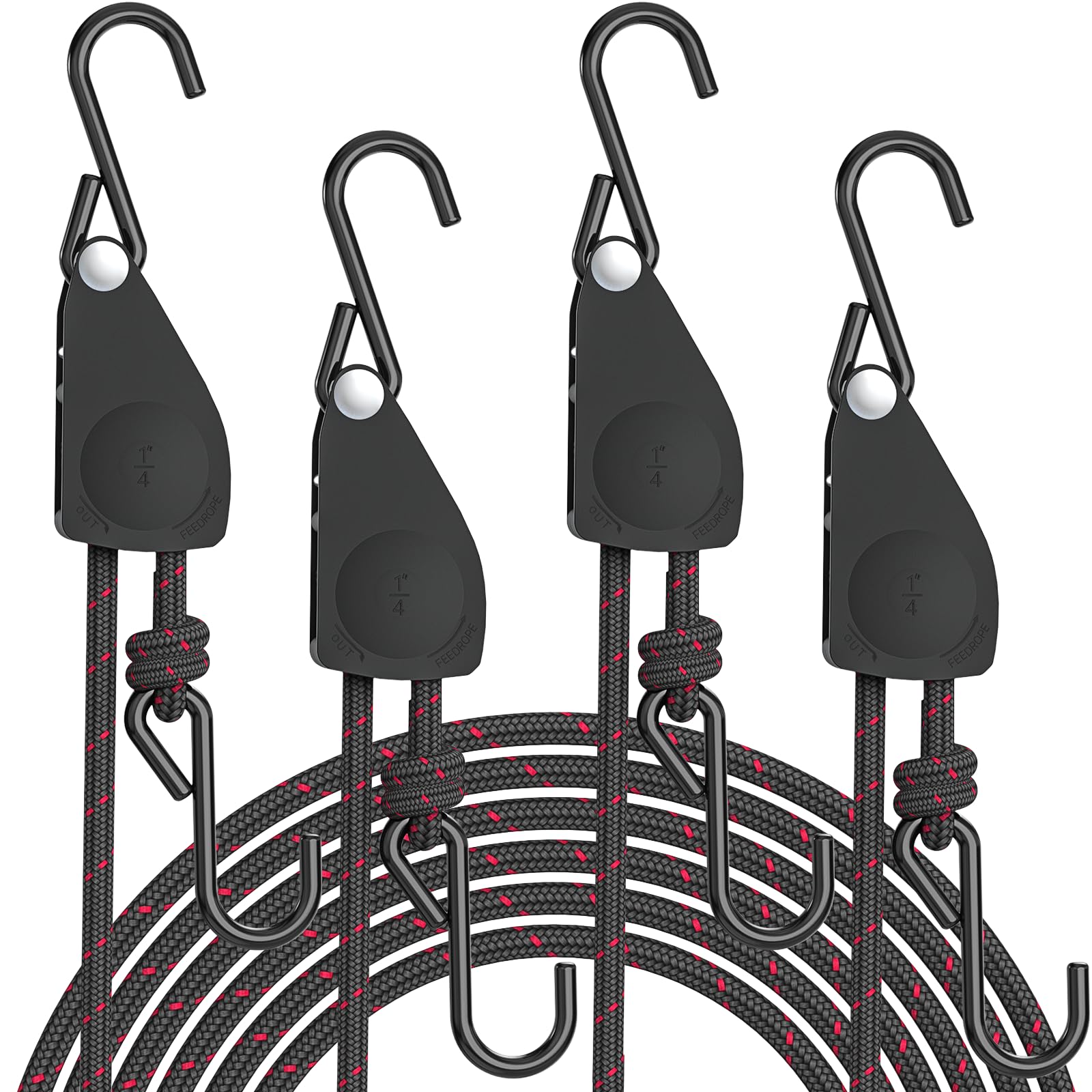 STAYGROW Kayak Straps four-pack closeup shows rugged webbing and secure hooks.