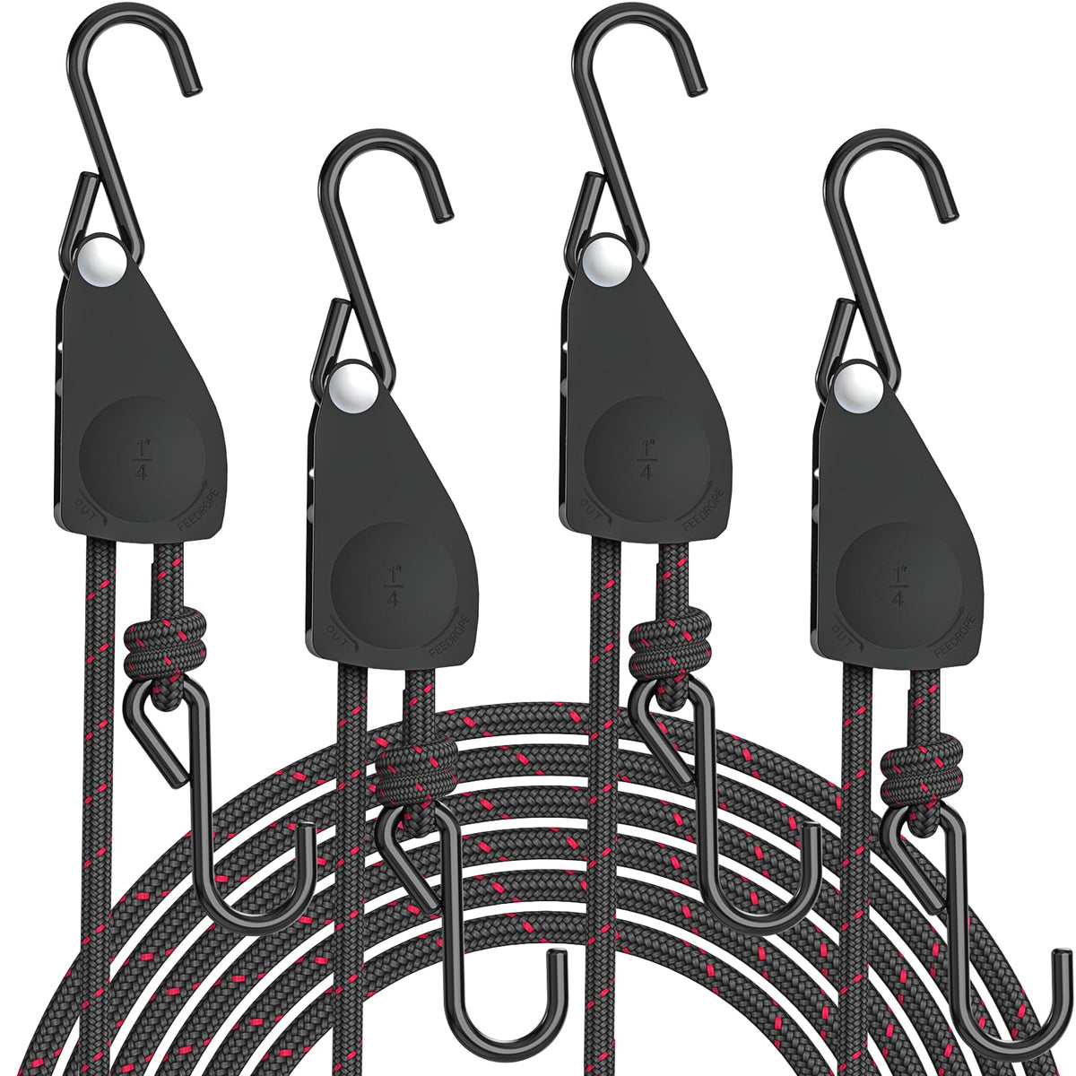STAYGROW Kayak Straps four-pack closeup shows rugged webbing and secure hooks.