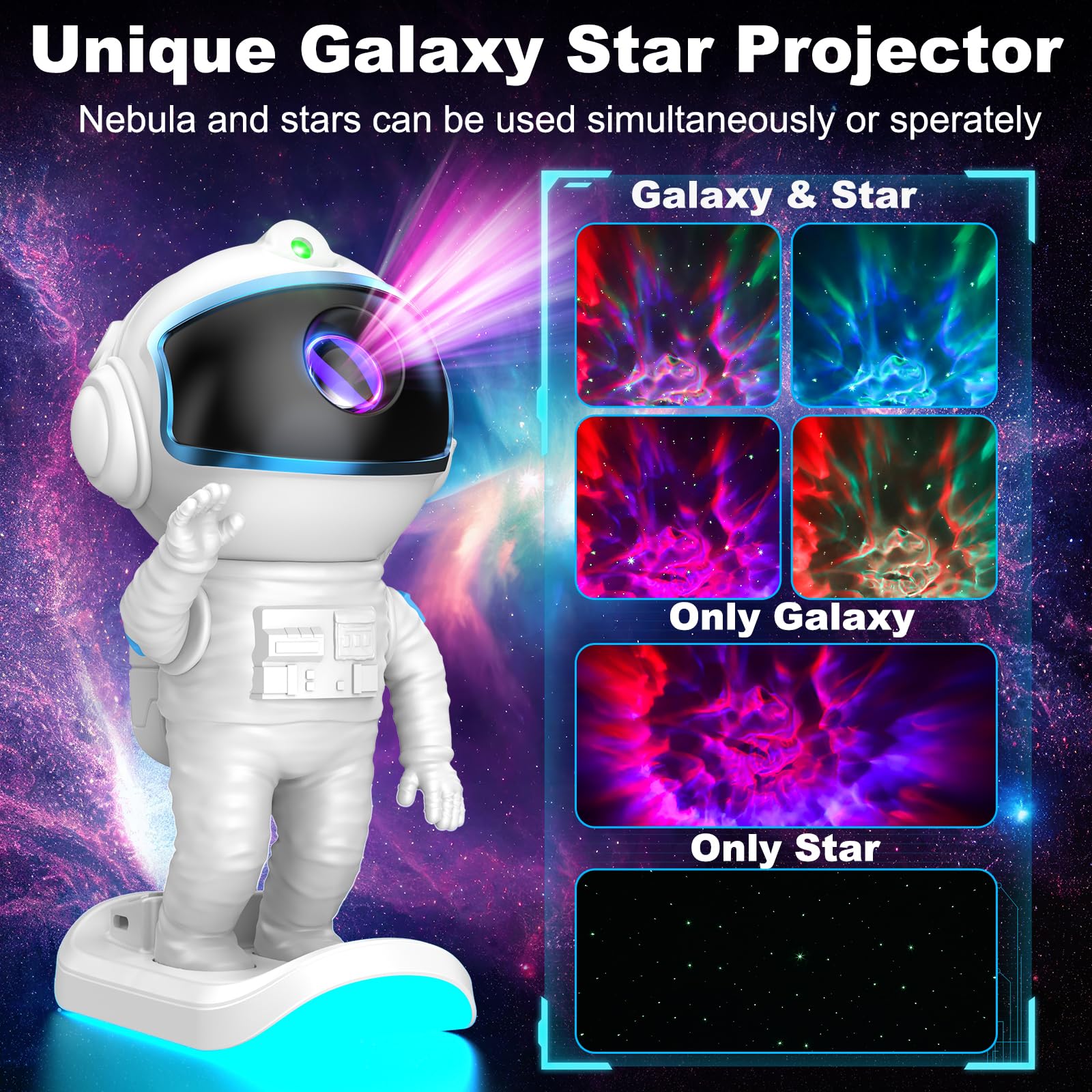 Stbands Galaxy night light enhances bedrooms with immersive space glow.