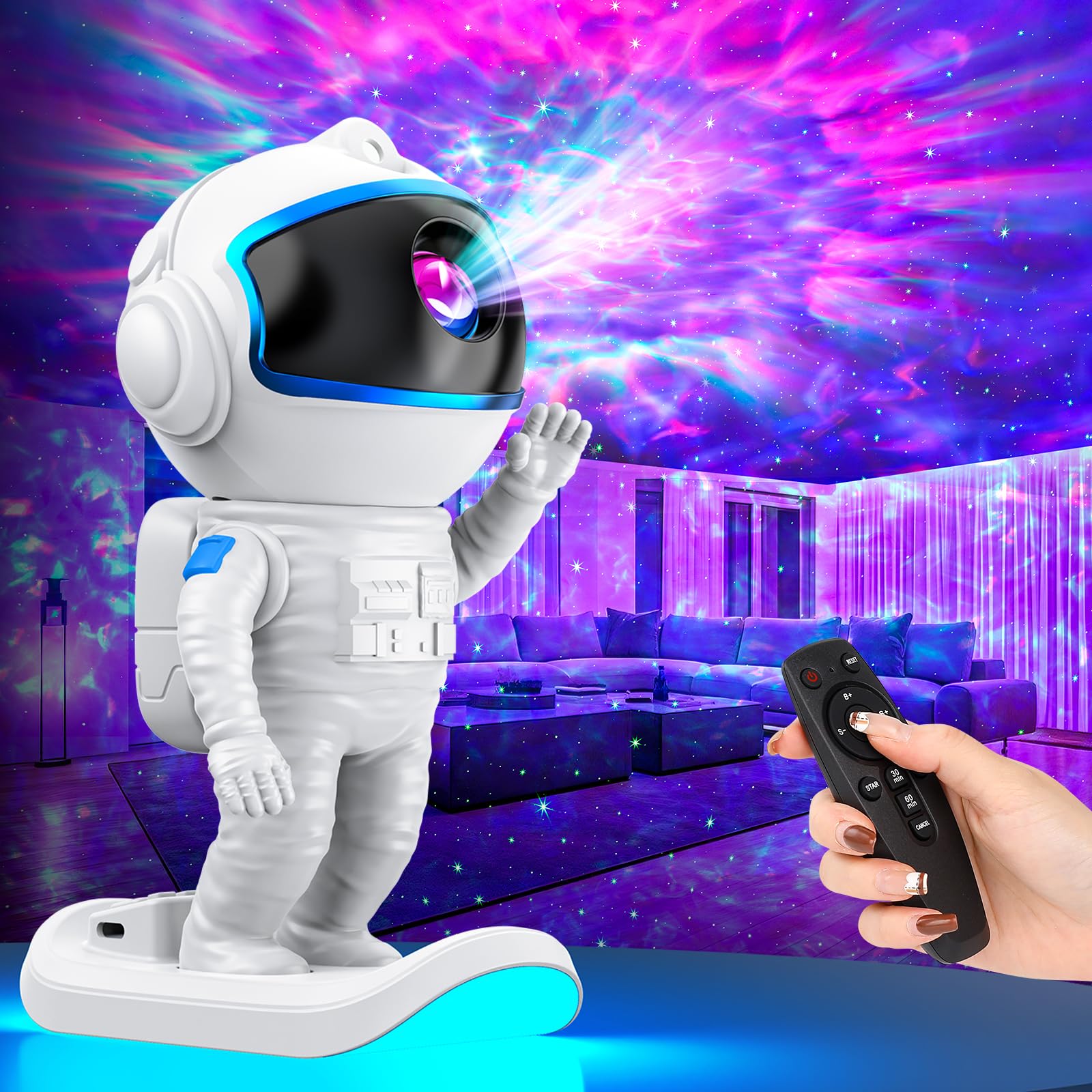Stbands Galaxy Projector head tilt enables versatile ceiling views for bedtime ambiance.