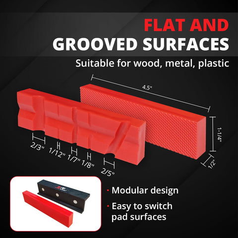 S&F Stead & Fast Z-holder keeps jaw pads secure during cutting and drilling.