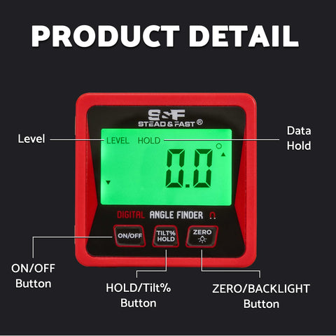 S&F digital protractor provides absolute and relative angle readings for versatile layouts.