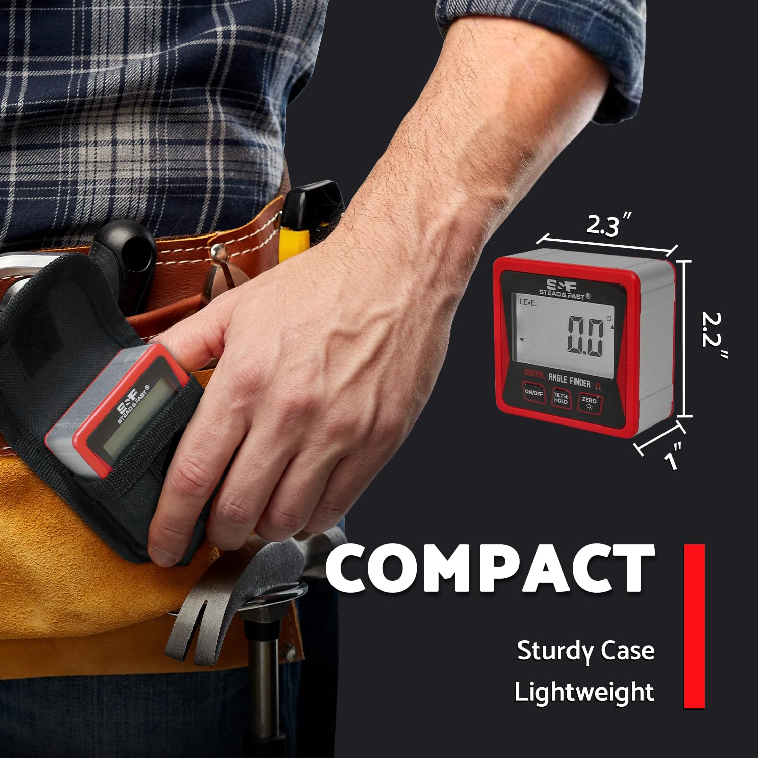 S&F aluminum frame angle gauge combines durability with portable design.