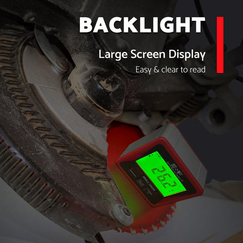 S&F backlit inclinometer enables easy reading in dim workshop lighting.