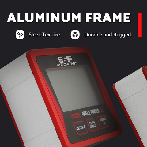 S&F magnetic-base angle protractor securely attaches to ferrous surfaces for stable woodworking readings.