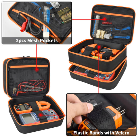 Interior mesh pockets hold small items and accessories in Steadtep case