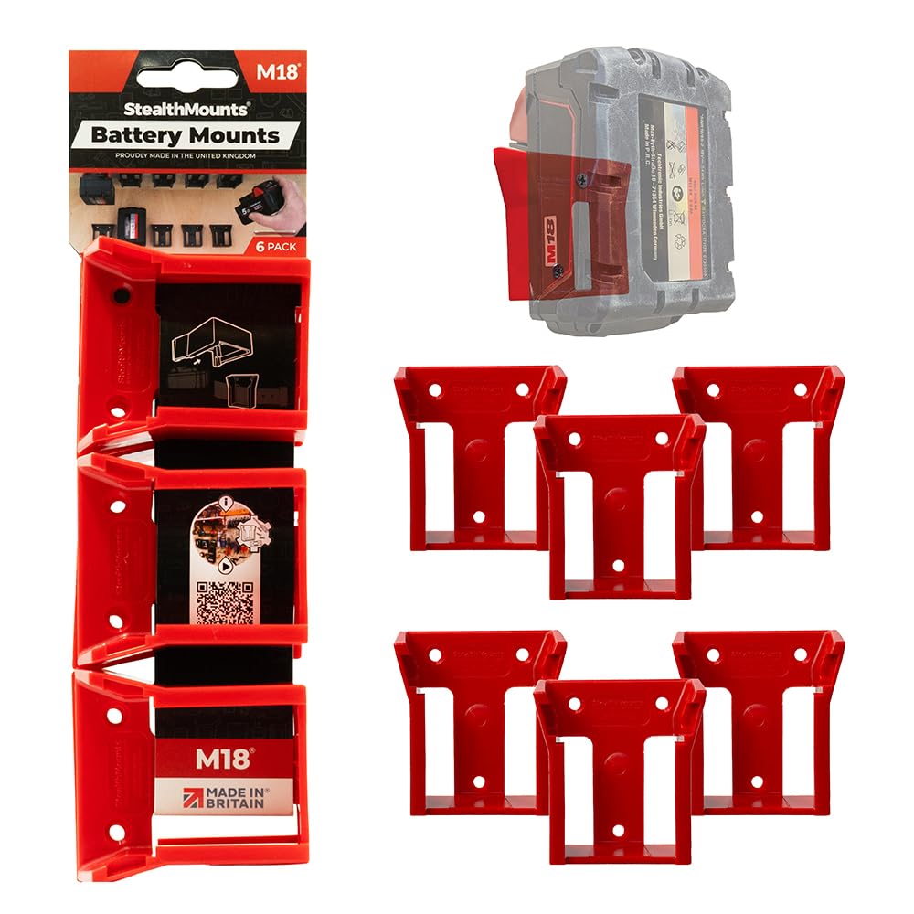 StealthMounts battery holder for Milwaukee M18 secures six batteries neatly.