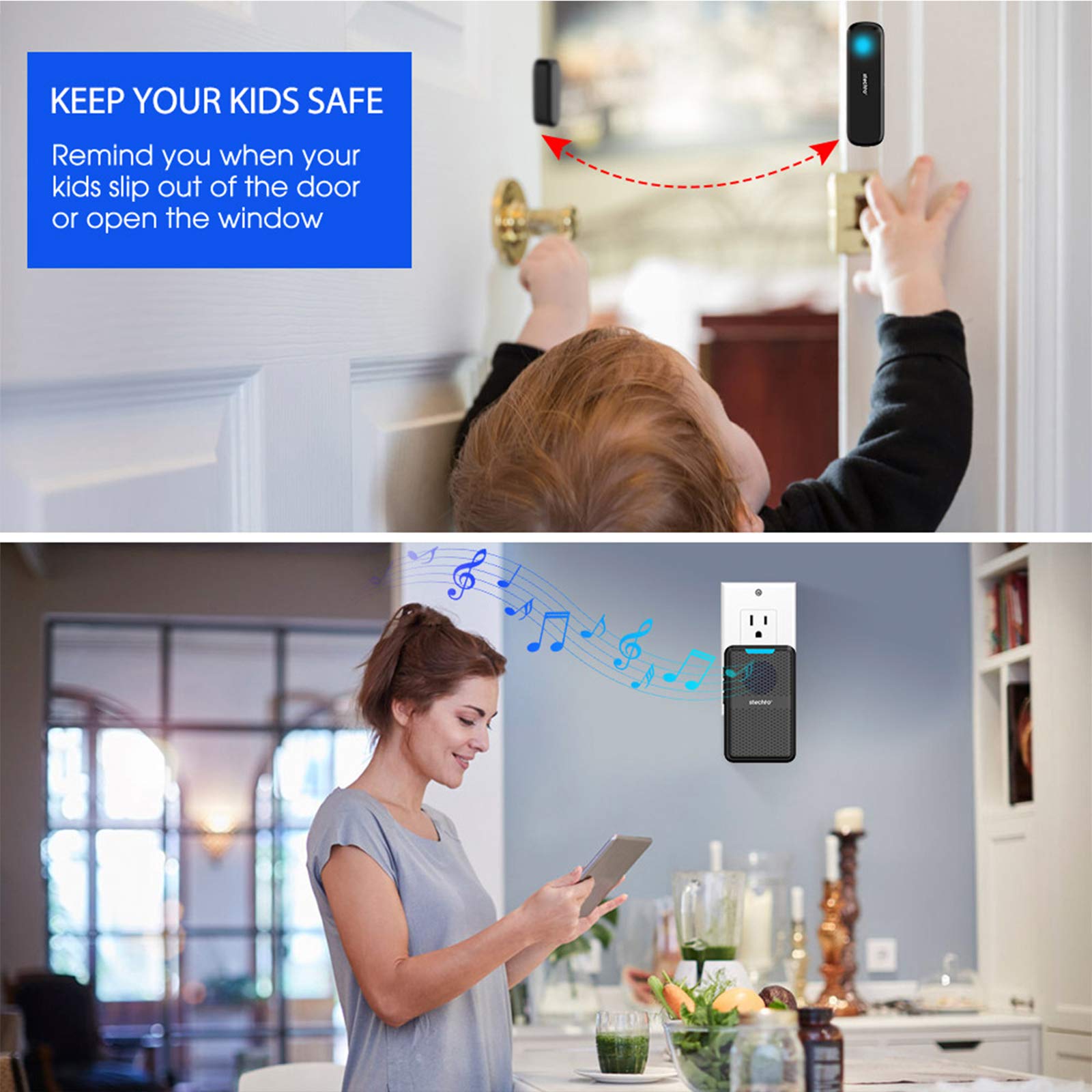STECHRO magnetic door sensor for instant door or window alerts.