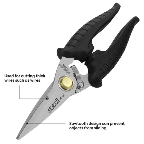Stedi Scissors spring-loaded mechanism reduces fatigue during repeated cuts.