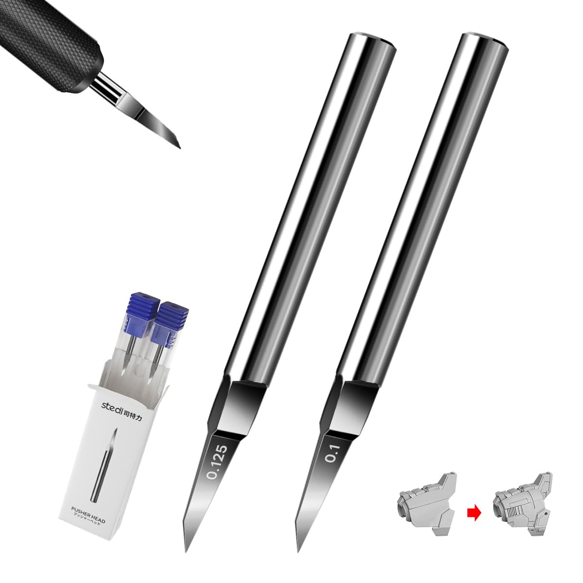 Stedi Scriber Blades tungsten 0.1mm tip close-up for precise panel lines