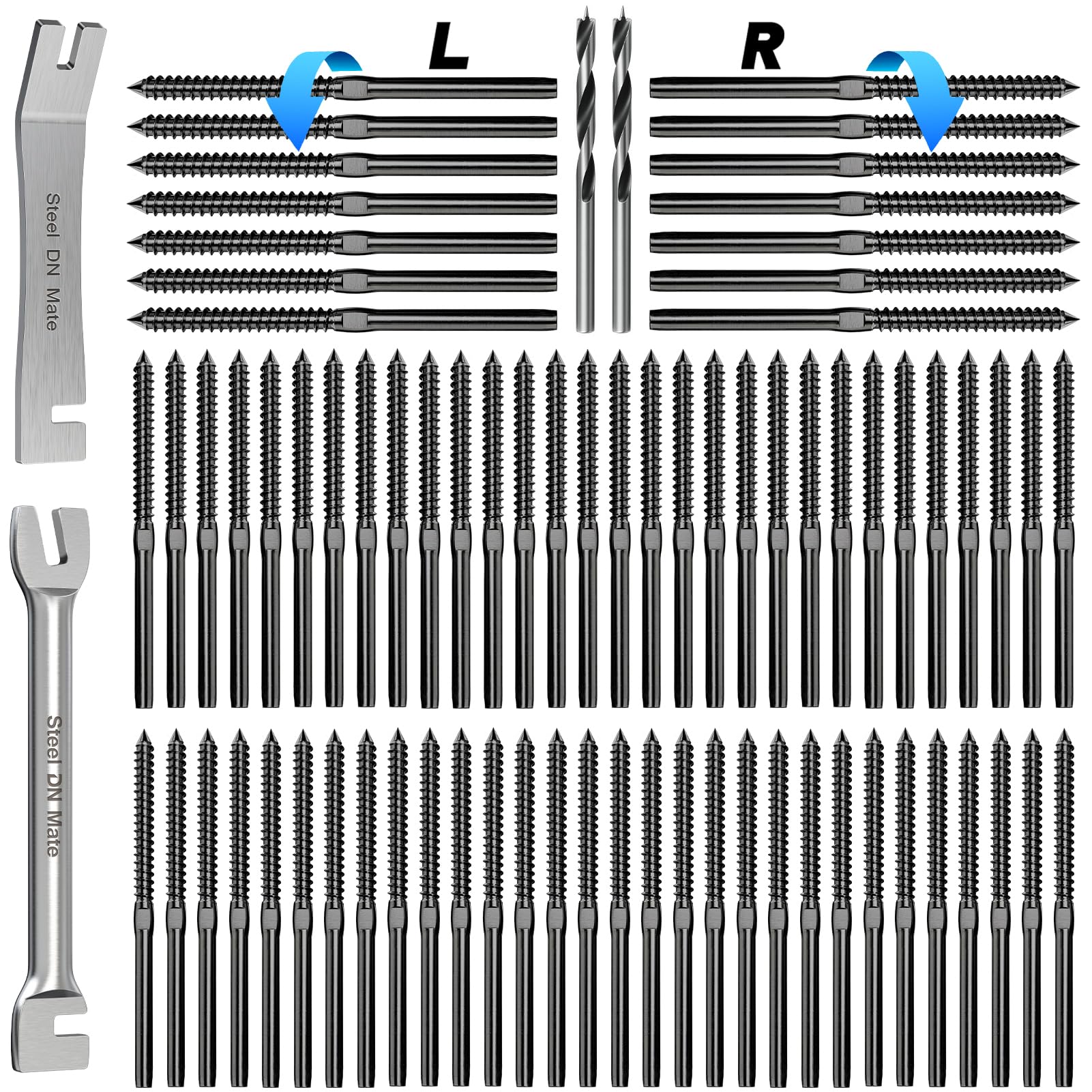 Steel DN Mate DM45 left-handed thread lag screws for wood posts